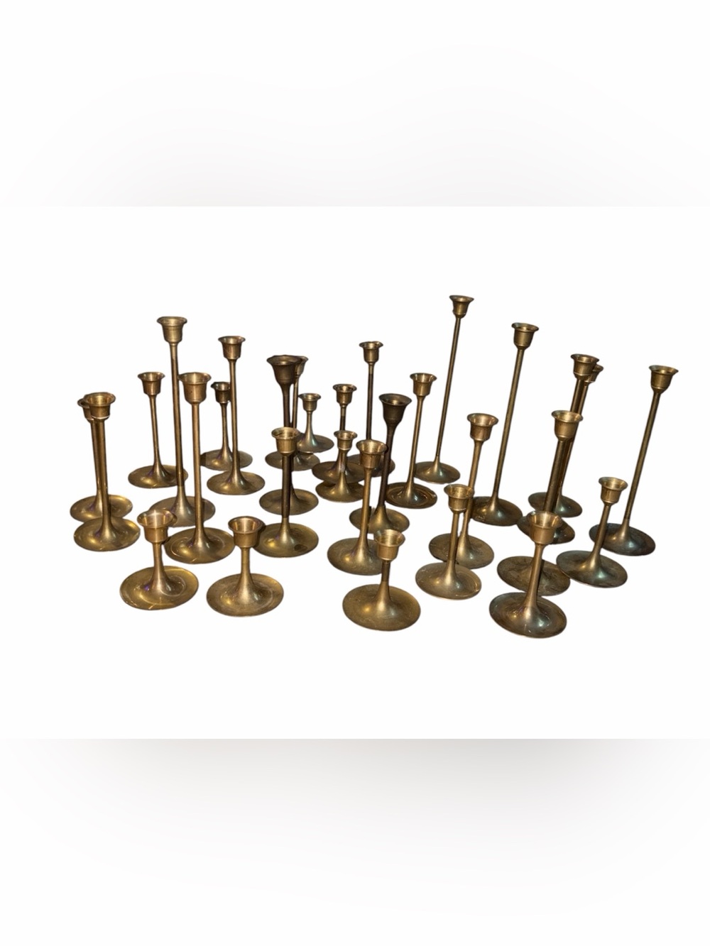MCM Brass Taper Candle Holders Set - 30 Gold Finish